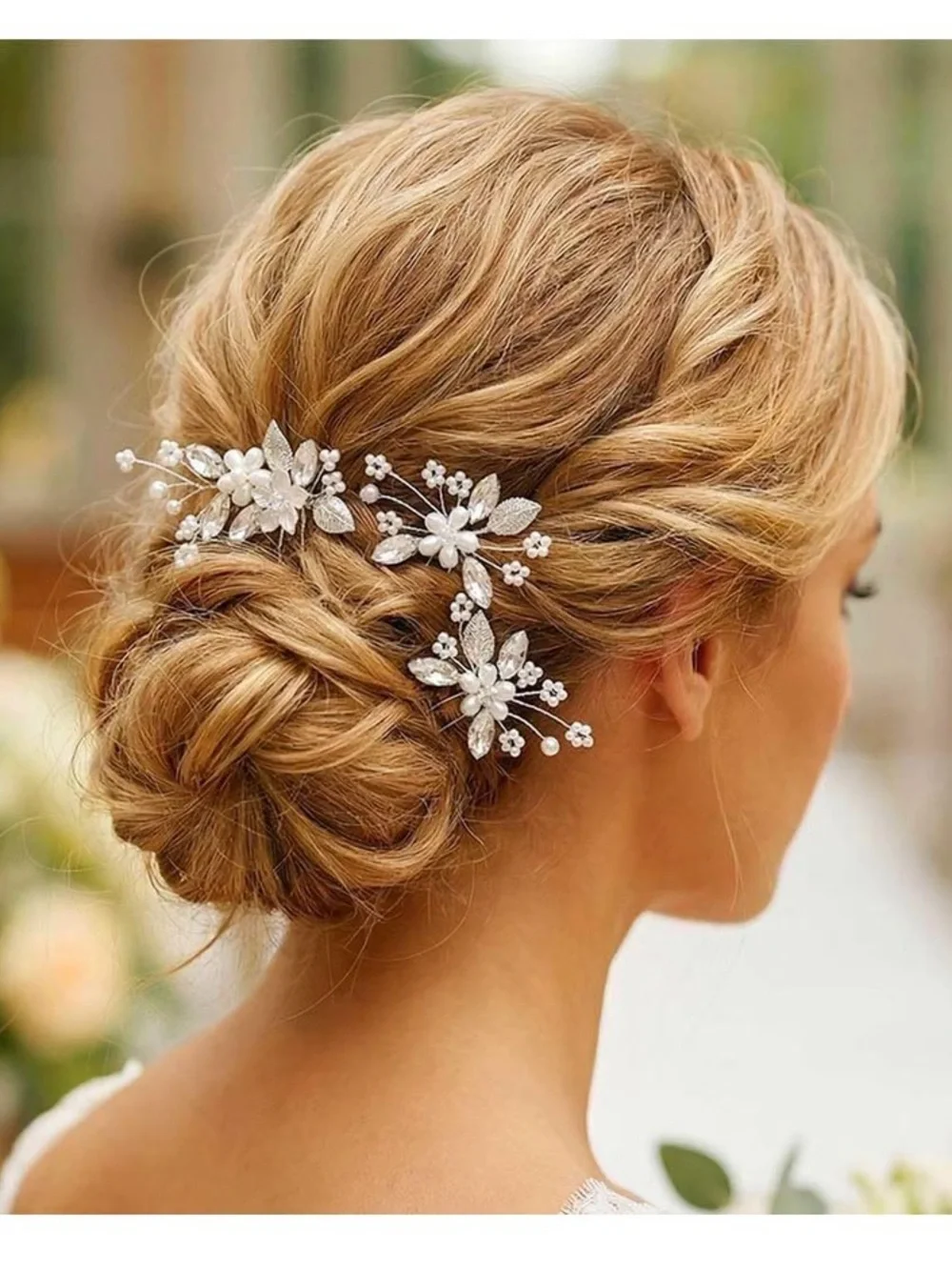 Gold Floral Pearl Bridal Hair Pins - Pack of 3